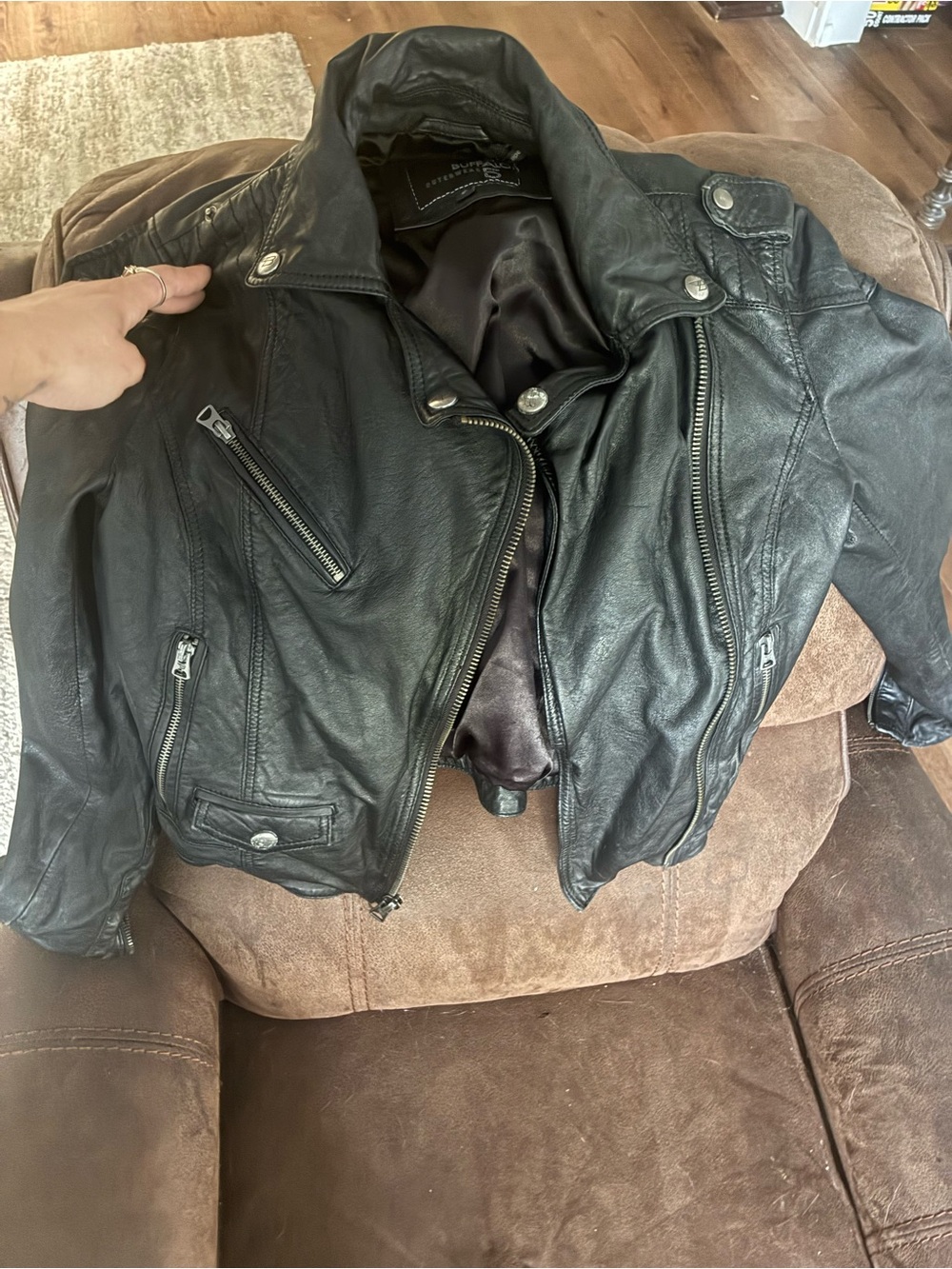 Classic Black Leather Jacket Size Small